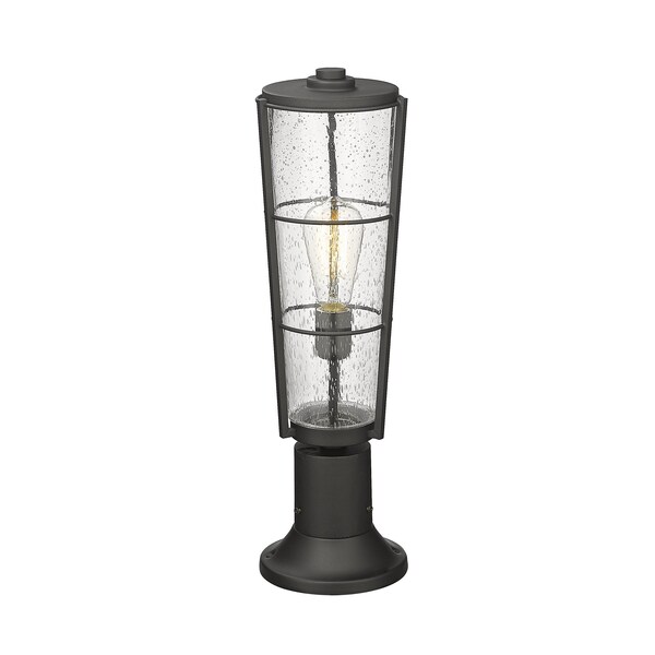 Helix 1 Light Outdoor Pier Mounted Fixture, Black And Clear Seedy